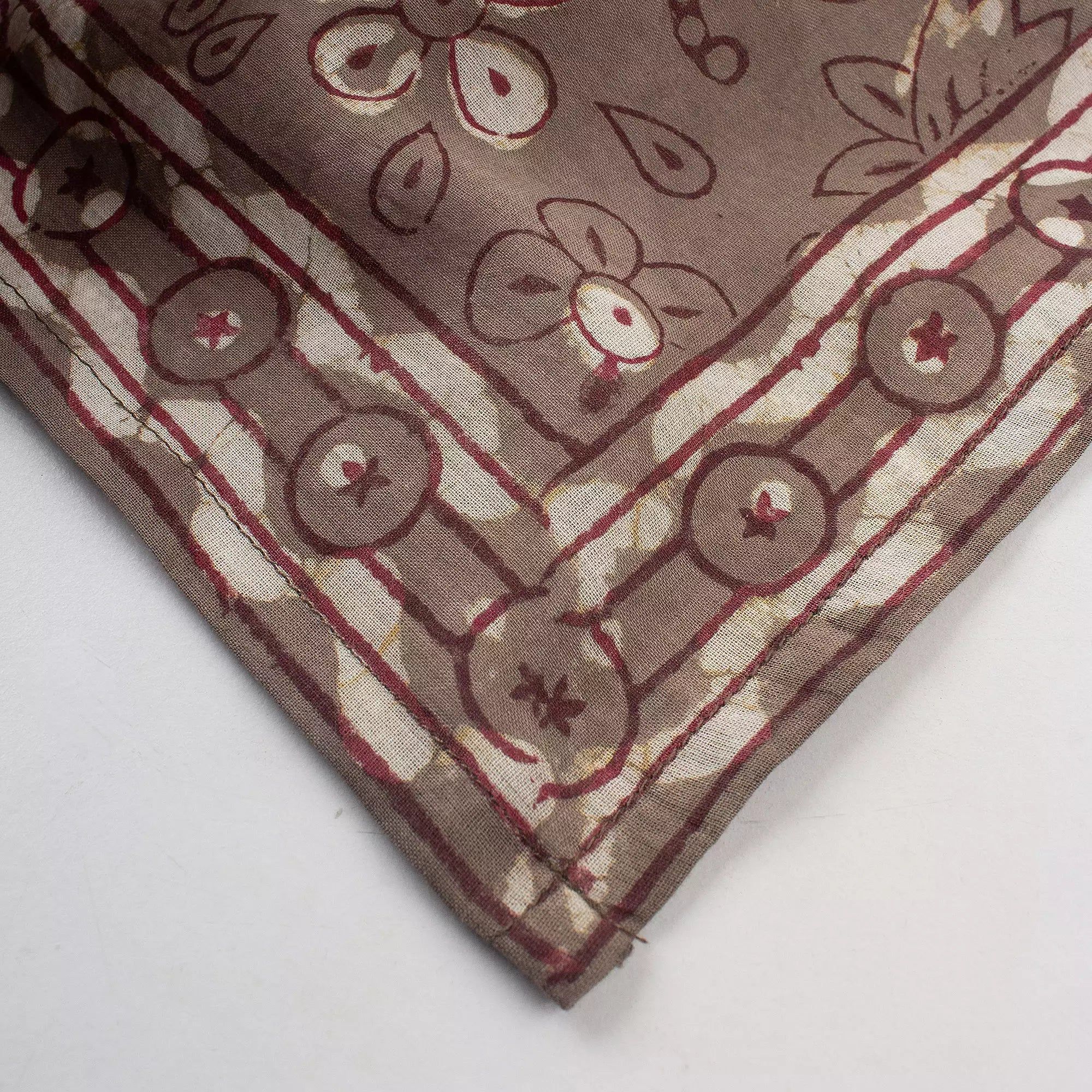 Hand Block Printed Pure Cotton Green Floral Bandana for Face 588
